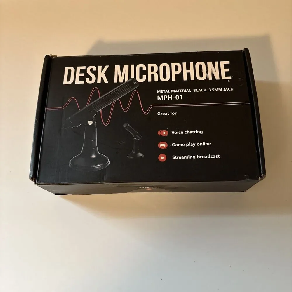 Desk Microphone Metal Material Black 3.5mm Jack MPH-01-Chatting-Gaming-NIB